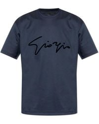 Giorgio Armani - T-Shirt With A Logo And A Velvet Finish - Lyst
