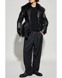 Dolce & Gabbana - Leather Jacket With Fur Collar - Lyst