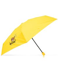 Moschino Folding Umbrella With Logo - Yellow