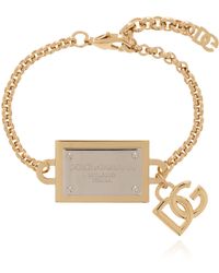 Dolce & Gabbana - -tone Logo-tag Chain Bracelet - Lyst