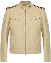 Burberry - Leather Jacket With Stand-Up Collar - Lyst