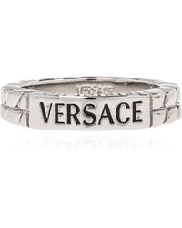 Versace - Brass Ring With Logo - Lyst