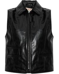 Marni - Leather Vest With Pockets - Lyst