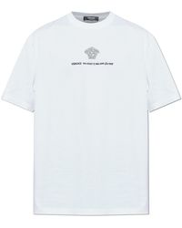 Versace - T-Shirt With Embroidered Logo - Lyst