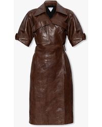Bottega Veneta - Brown Leather Dress - Lyst