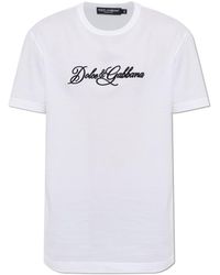 Dolce & Gabbana - T-Shirt With Embroidered Logo - Lyst
