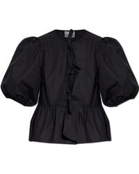 Ganni - Top With Decorative Ties - Lyst