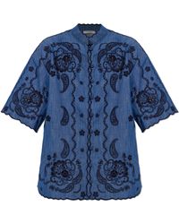 Zimmermann - Denim Shirt With Openwork Pattern - Lyst