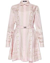 Versace - Silk Dress With Barocco Chain Pattern - Lyst
