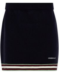 CASABLANCA - Wool Shorts With Embroidered Logo - Lyst