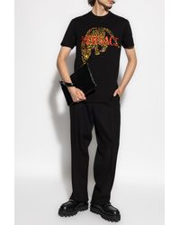 Versace - T-Shirt With Shimmering Appliqués - Lyst