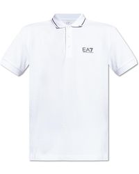 EA7 - Cotton Polo With Printed Logo - Lyst