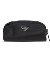 Emporio Armani - Cosmetic Bag With Logo-Shaped Appliqué - Lyst