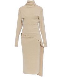 Lanvin - Wool Dress With Waist Appliqué - Lyst