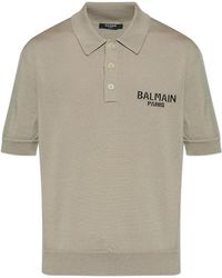 Balmain - Wool Polo With Logo - Lyst