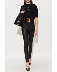 Balmain - High-Waisted Leather Trousers - Lyst