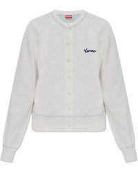 KENZO - Wool Cardigan With Embroidered Logo - Lyst