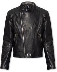 Balmain - Leather Jacket With Stand Collar - Lyst