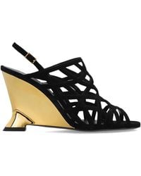 Balmain - Suede Wedge Sandals - Lyst