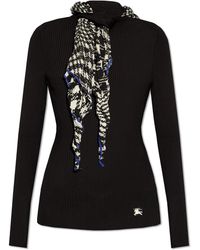Burberry - Sweater With Silk Scarf, - Lyst