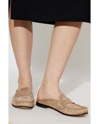 Fendi - Suede Slides With Logo - Lyst