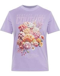 Versace Jeans Couture - T-Shirt With Print And Shimmering Sequins - Lyst
