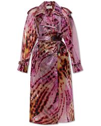 Dries Van Noten - Double-Breasted Trench Coat With Print - Lyst