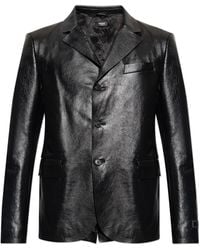 Versace - Leather Blazer - Lyst