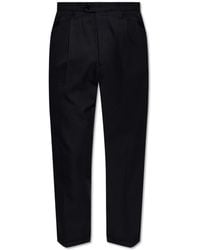 AllSaints - Cotton-Wool Pleated Straight-Leg Trousers - Lyst