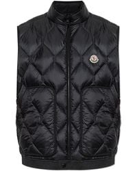 Moncler - Quilted Vest With Logo Patch - Lyst