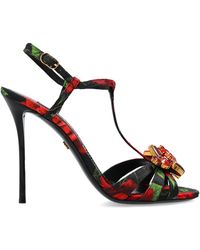 Dolce & Gabbana - Heeled Sandals With A Floral Motif - Lyst