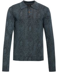 Etro - Wool Long-Sleeve Polo - Lyst