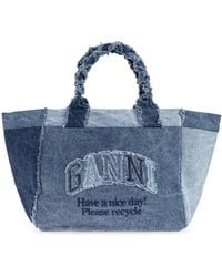 Ganni - Shopper-Type Bag With Logo - Lyst