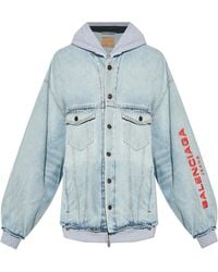 Balenciaga - Denim Jacket With Hood - Lyst