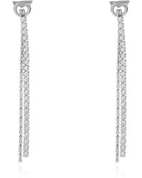 Ferragamo - Long Earrings With Shimmering Crystals - Lyst