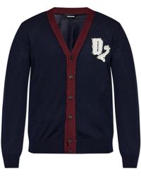 DSquared² - Wool Cardigan With Logo - Lyst