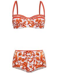 Dolce & Gabbana - Two-Piece Swimsuit With "Majolica" Print - Lyst