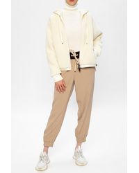 Moncler Ribbed Roll Neck Sweater With Logo Cream - Natural