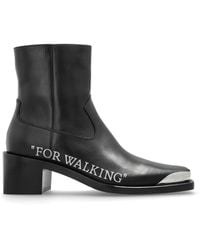 Off-White c/o Virgil Abloh - 'For Walking Texan' Leather Ankle Boots With Heel - Lyst