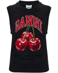 Ganni - Vest With Logo - Lyst