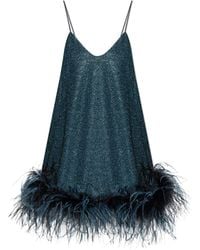 Oséree - Dress With Lurex Thread And Feathers - Lyst
