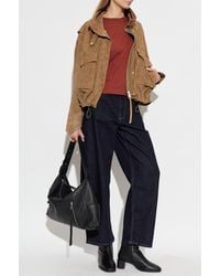 AllSaints - 'Clay Suede' Suede Jacket With Collar - Lyst