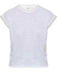 FRAME - T-Shirt With Decorative Sleeve Trim - Lyst