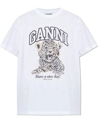 Ganni - T-Shirt With Colorful Print - Lyst