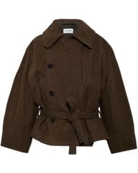 Lemaire - Short Double-Breasted Coat With Belt - Lyst
