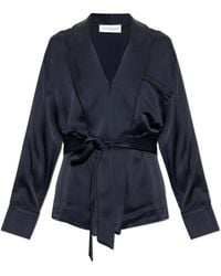 Victoria Beckham - Satin Blazer With Belt - Lyst