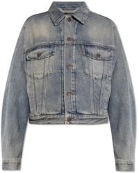 Balenciaga - Denim Jacket With Logo - Lyst