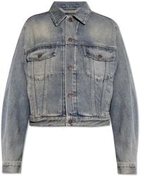 Balenciaga - Denim Jacket With Logo - Lyst