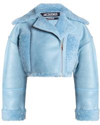 Jacquemus Cropped Leather Jacket - Blue