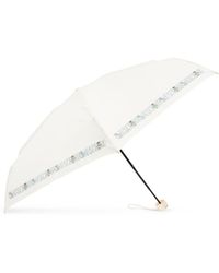 Moschino Folding Umbrella With Logo - Natural
